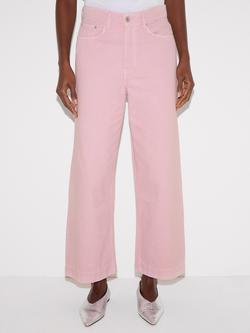 Jigsaw Tyne Wide Leg Cropped Jeans, Pink, Pink