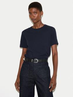Jigsaw Crew Neck Supima Cotton Crew Neck T-Shirt, Navy