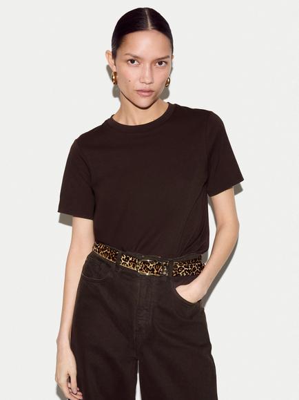 Jigsaw Crew Neck Supima Cotton Crew Neck T-Shirt, Dark Brown