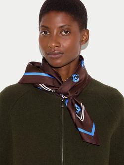 Jigsaw Geometric Rose Pure Silk Scarf, Burgundy - view 2, Burgundy