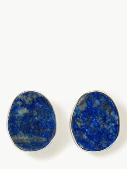 Jigsaw Lapis Lazuli Disc Stud Earrings, Blue, Blue