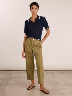Baukjen Reece Organic Cotton Stretch Barrel Leg Cargo Jeans, Taupe, Taupe