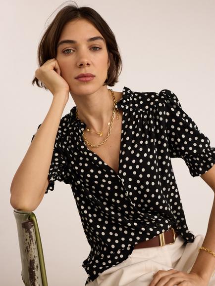 Baukjen Nolan Polka Dot Blouse, Black, Black