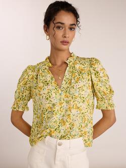 Baukjen Nolan Floral Print Blouse, Yellow, Yellow