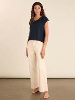 Baukjen Helen Straight Turn Up Jeans, Ecru, Ecru