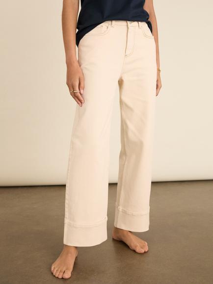 Baukjen Helen Straight Turn Up Jeans, Ecru - view 2, Ecru