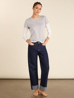 Baukjen Helen Straight Turn Up Jeans, Dark Blue - view 2, Dark Blue