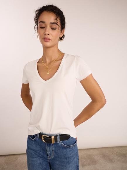 Baukjen Riley V-Neck Slim T-Shirt, White, White