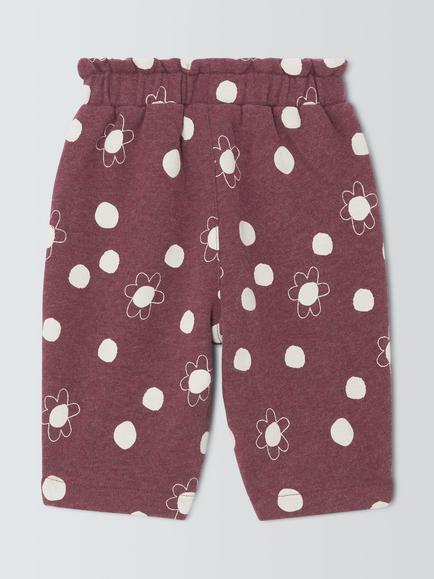 John Lewis Baby Flower Joggers, Maroon - view 2, Maroon