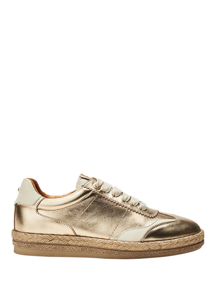 Moda in Pelle Baibe Lace Up Trainers, Gold, Gold