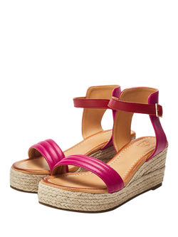 Moda in Pelle Kolanthia Raffia Wedge Heel Sandals, Pink - view 2, Pink