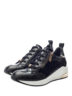 Moda in Pelle Corali Wedge Heel Zip Trainers - view 2, Black