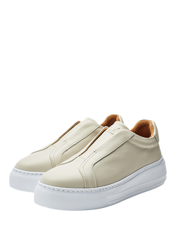 Moda in Pelle Alber Leather Laceless Trainers, Off White - view 2, Off White