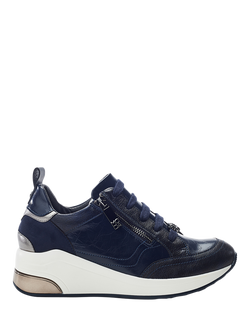 Moda in Pelle Corali Wedge Heel Zip Trainers, Navy