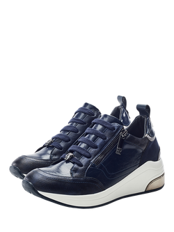 Moda in Pelle Corali Wedge Heel Zip Trainers - view 2, Navy