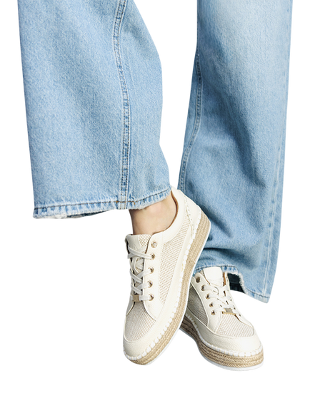 Moda in Pelle Corie Lace Up Trainers - view 2, Off White