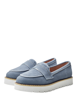 Moda in Pelle Elber Suede Loafers - view 2, Light Blue