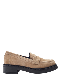 Moda in Pelle Fiella Suede Chunky Loafers, Taupe, Taupe