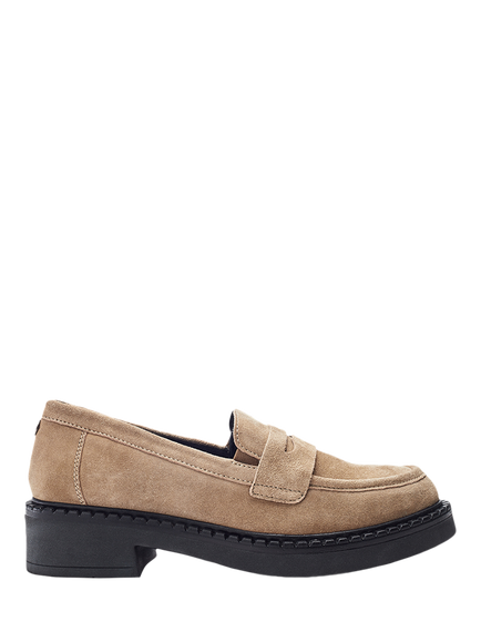 Moda in Pelle Fiella Suede Chunky Loafers, Taupe, Taupe