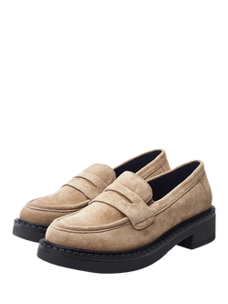 Moda in Pelle Fiella Suede Chunky Loafers, Taupe - view 2, Taupe