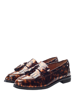Moda in Pelle Ebara Patent Loafers, Tortoiseshell - view 2, Tortoiseshell