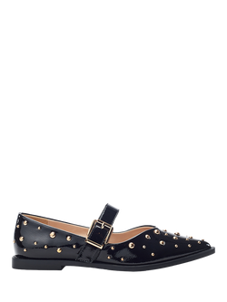 Moda in Pelle Fijia Patent Mary Jane Embellished Ballerina Pumps, Black, Black