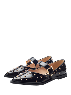 Moda in Pelle Fijia Patent Mary Jane Embellished Ballerina Pumps, Black - view 2, Black