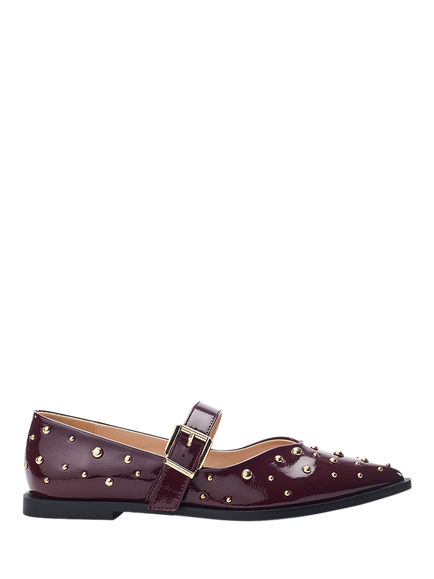 Moda in Pelle Fijia Patent Mary Jane Embellished Ballerina Pumps, Burgundy, Burgundy