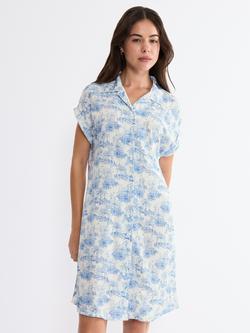Triumph Boyfriend Fit Short Sleeve Nightdress, White/Blue