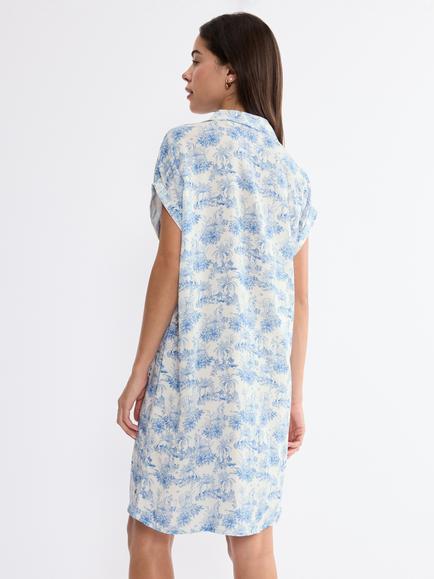 Triumph Boyfriend Fit Short Sleeve Nightdress - view 2, White/Blue