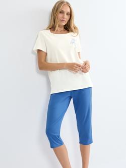 Triumph Capri Pyjama Set, Light Pink/Dark Pink, White/Blue