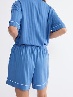 Triumph Stripe Jacquard Boyfriend Shorts Pyjama Bottoms, Cherry Rose - view 2, Blue