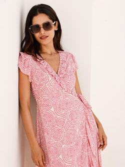 Aspiga Demi Abstract Wrap Maxi Dress, White/Pink - view 2, White/Pink