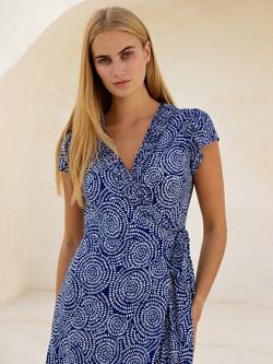 Aspiga Demi Circle Pattern Wrap Dress, Navy/White - view 2, Navy/White