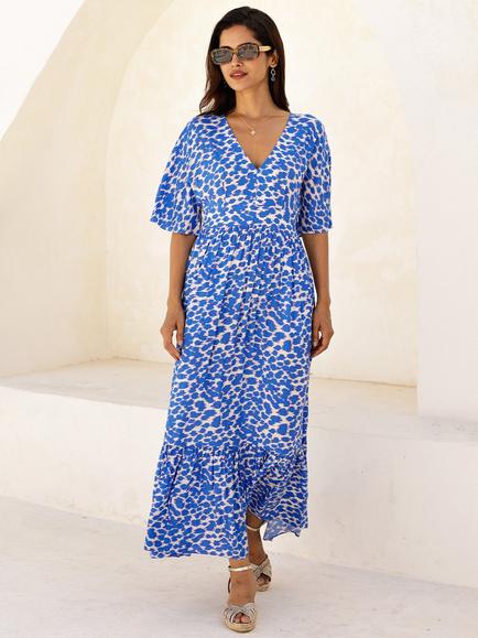 Aspiga Lena Spot Print Dress, White/Blue, White/Blue