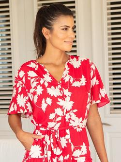 Aspiga Fit and Flare Floral Midi Dress - view 2, Red/Cream