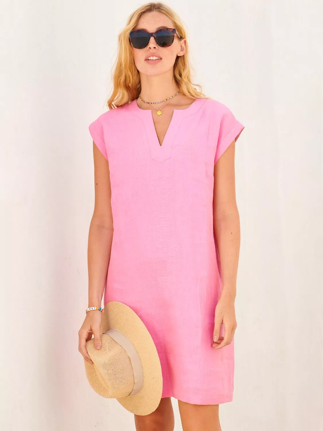 knee length dresses for ladies Rose Pink Linen Dress – L's Boutique Magherafelt