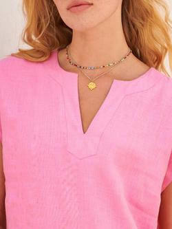 Aspiga Pure Linen Cap Sleeve Shift Dress - view 2, Pink