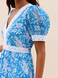 Aspiga Tiered Floral Midi Dress - view 2, Blue/White