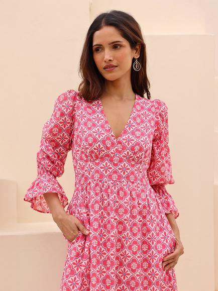 Aspiga Empire Line Maxi Dress - view 2, Pink/White