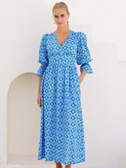 Aspiga Empire Line Maxi Dress, Blue/White