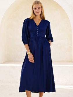 Aspiga Fit and Flare Midi Dress, Navy, Navy