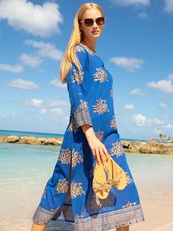 Aspiga Guadalupe Beach Maxi Dress, Cobalt/Gold - view 2, Cobalt/Gold