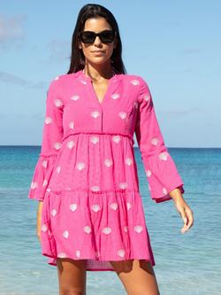 Aspiga Cristina Embroidered Kaftan, Pink/White