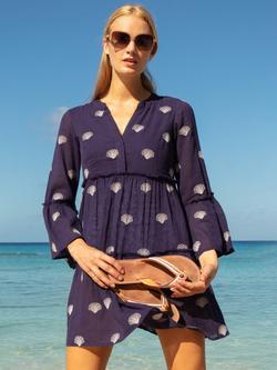 Aspiga Cristina Embroidered Kaftan, Navy/White