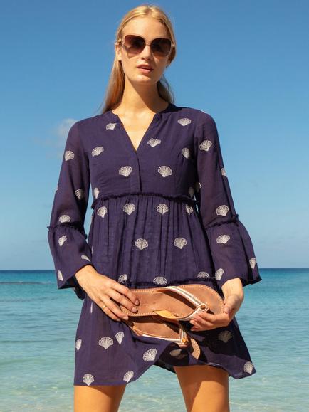 Aspiga Cristina Embroidered Kaftan, Navy/White