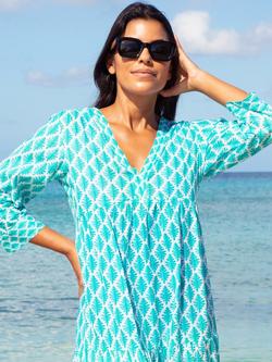 Aspiga Mykonos Floral Beach Maxi Dress - view 2, White/Turquoise