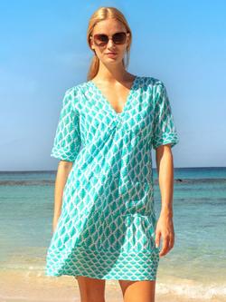 Aspiga Santorini Abstract Kaftan, White/Turquoise