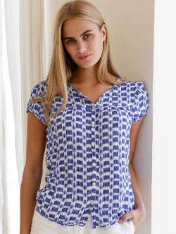 Aspiga Lisbon Crinkle Blouse, White/Blue