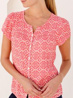 Aspiga Lisbon Crinkle Blouse - view 2, Coral/Pink